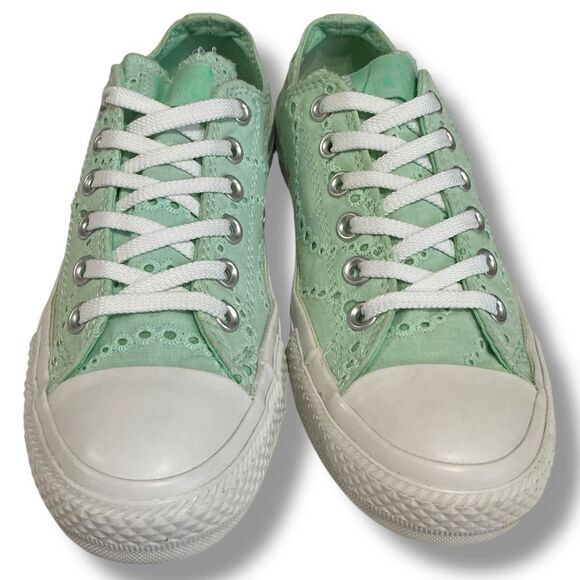 Converse Chuck Taylor All Star Lo Sneakers Eyelet CTAS Fabric Mint Green - Picture 9 of 9